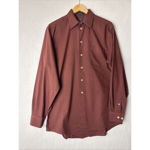 VTG Dockers Dress Shirt Men's SZ Med‎ Burgundy 15-15.5 34/35 Pocket LS Button-Up